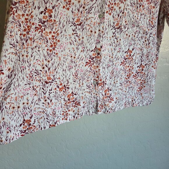 Joie Linen Blend Floral Top & Shorts 2 Piece Set Size Medium Pajama Lounge Fall - Picture 4 of 11